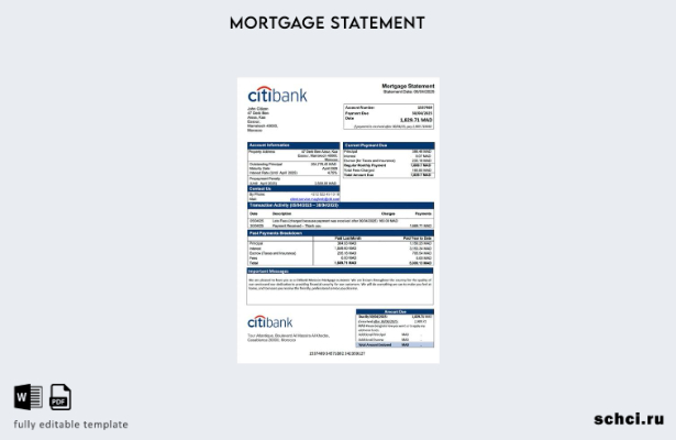 цифровая загрузка Марокко Citibank Марокко выписка по ипотеке Шаблон в формате W